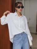 DAZY Button-down with Pockets Solid Color Casual Blouse