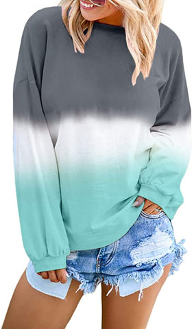 Sweatshirt Colorblock Tie Dye Printed Pullover Tops(S-2XL)