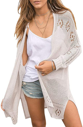 Misassy Womens Open Front Knit Sheer Cardigans Summer Boho Lightweight Long Sleeve Kimono Long Sweater