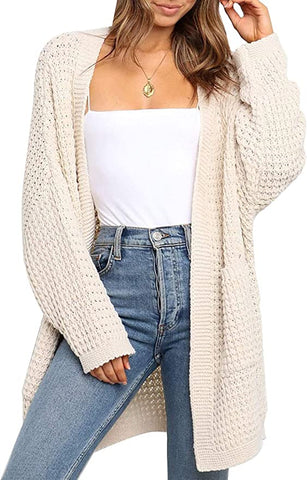 TARSE Womens Long Cardigans Waffle Oversized